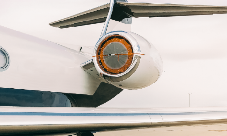 Private jet engine detail
